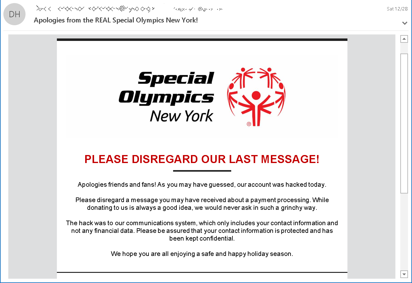 Special Olympics New York Hacked to Send Phishing Emails